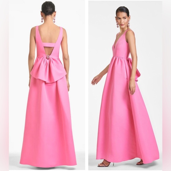 New! Sachin & Babi Katrina Cutout Bow Embellished Pink Gown 💖 Size 2 NWT! - Picture 1 of 16